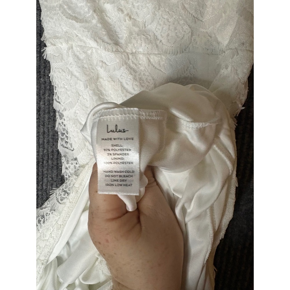 Lulus White Lace Maxi Dress Open Back Tie Column Gown Bridal Event Size M - Picture 4 of 6